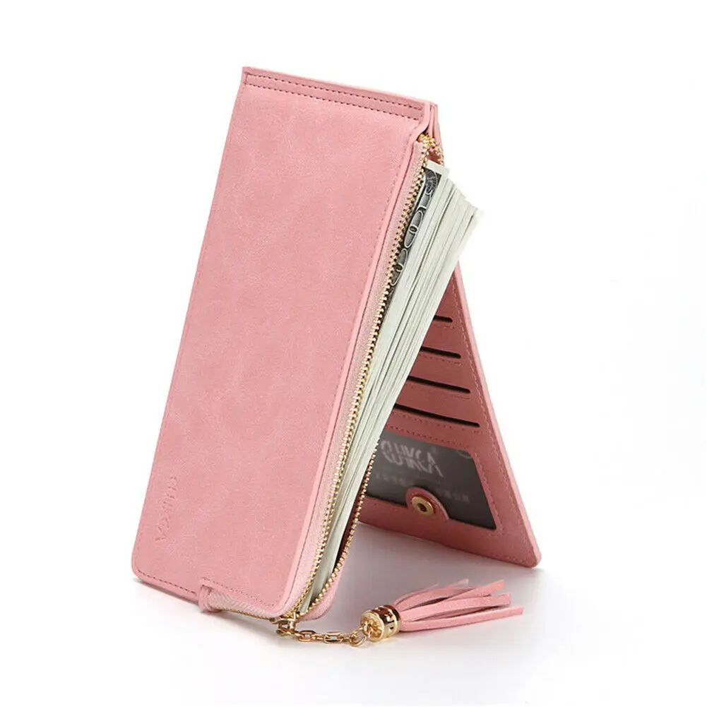 

New women's wallet buckle tassel zipper fashion solid color mini bag card bag clutch purse