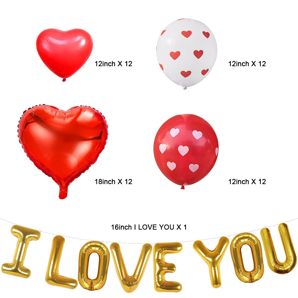 

Valentine's Day Balloons Set Heart Foil Latex Balloons for Valentine's Day Decoration, Wedding Party, Proposal