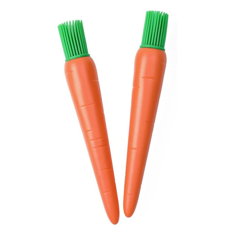 

2 PCS Simulated Carrot Silicone Oil Brush Heat Resistance Non-Stick 3D Stereo Cartoon Brush BBQ Accessory Kitchen Gadget F2