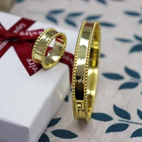 fashion jewelry gold plating bracelet ring set for ladies bridal accessories gift set brand copper bracelet ring set b0678