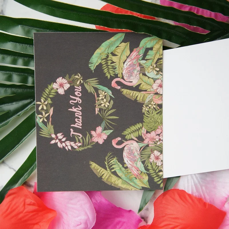 

multi-use 50pcs Mini thank you Card flamingo tropical plant style Scrapbooking party invitation DIY Decor gift party card