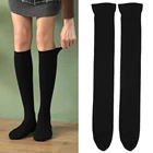 Модные женские носки, непрозрачные чулки выше колена для девочек, эластичные сексуальные чулки, повседневные непрозрачные носки до бедра для девочек