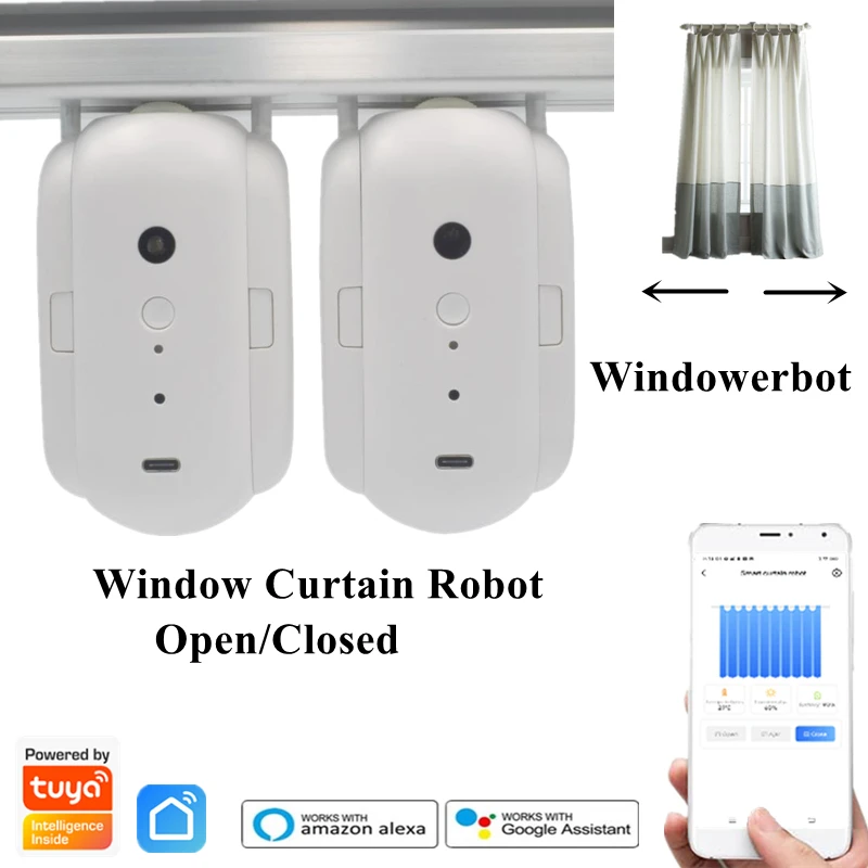 

Tuya Smart Bluetooth Window Curtain Open/Closed Smart Home Robot Windowerbot Smart Life APP Control Work With Alexa Google Home
