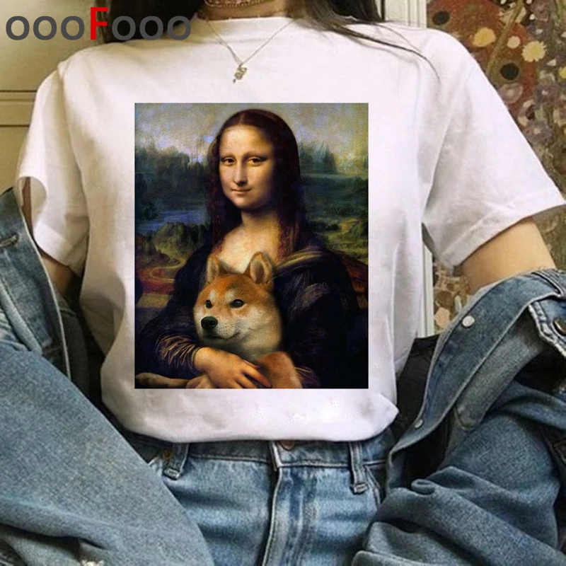 Mona Lisa Футболка женская Эстетическая Harajuku футболка уличная Корейская harajuku