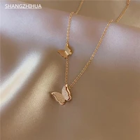 classic luxury pink gold butterfly pendant necklace for women delicate lovely girl unusual jewelry gift accessories