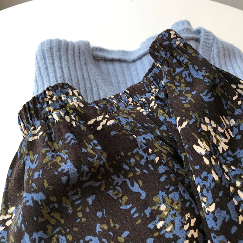 Женская шифоновая юбка с цветочным принтом Повседневная трапециевидная длинная