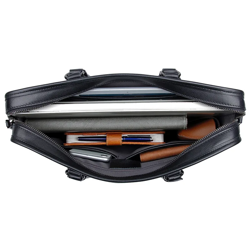 Luxury leather men's business briefcase, soft natural leather, practical handbag for work, new