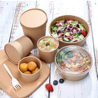 50pcspack thick paper bowl disposable fast food package takeaway box with lid
