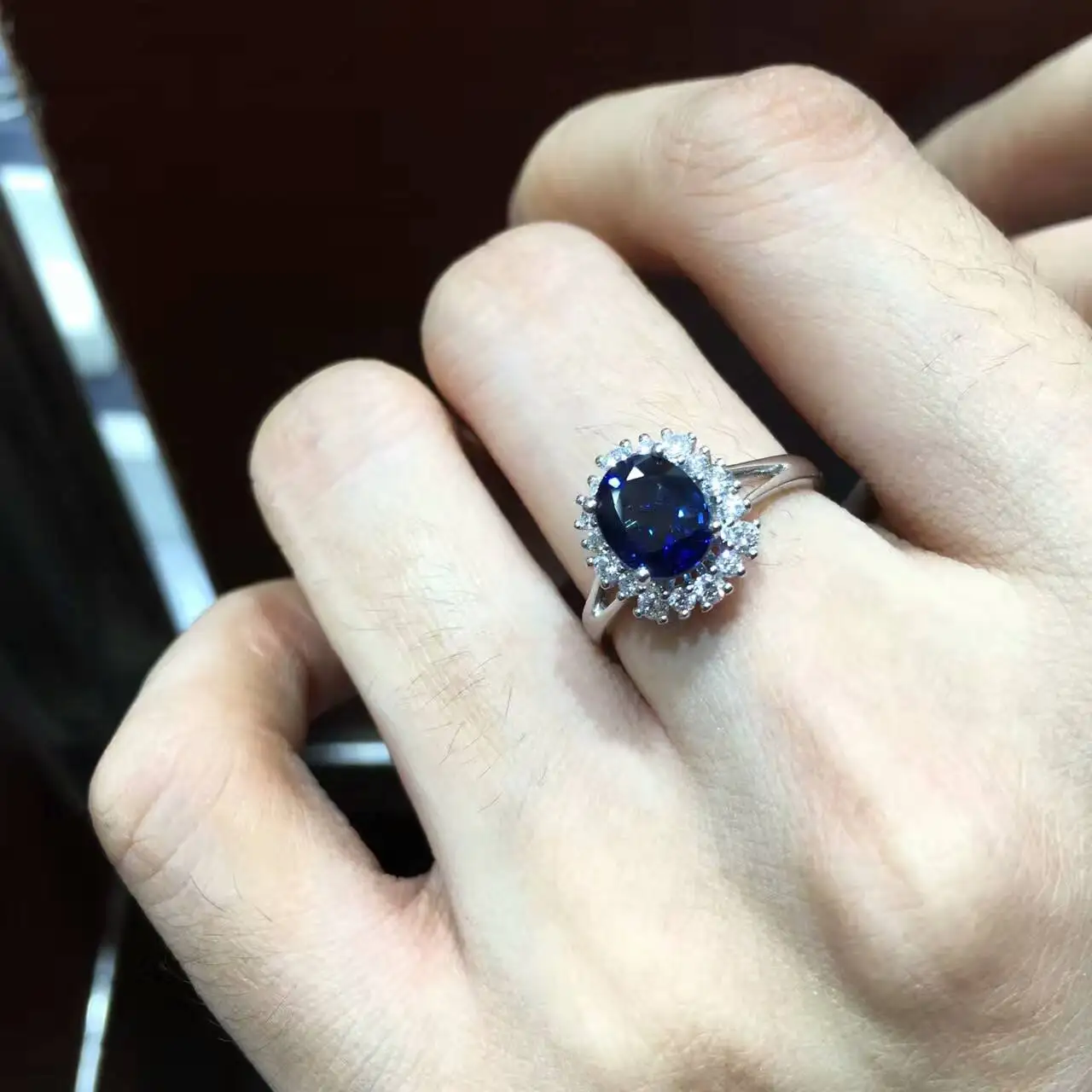 18K золото 0.887ct натуральный сапфир женское кольцо с 0.372ct Бриллиантовая установка новое Изысканное Украшение на свадьбу обручальное кольцо