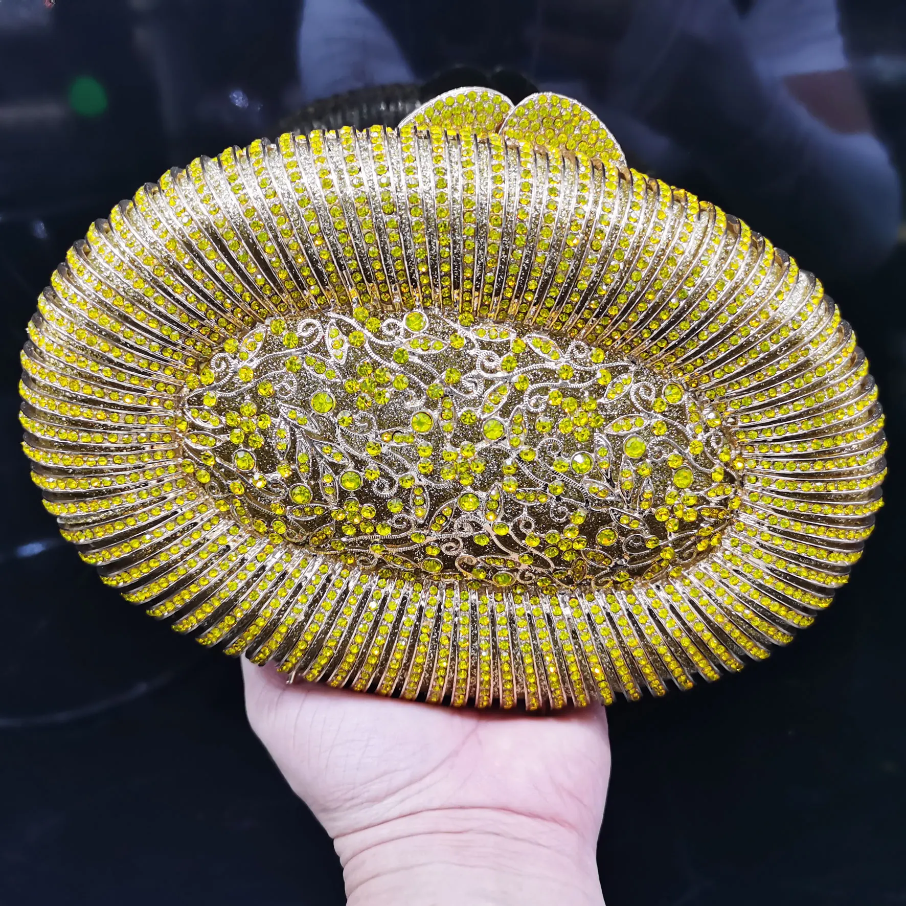 Зеленые овальные вечерние сумки KHNmeet с кристаллами Роскошный кошелек на цепочке