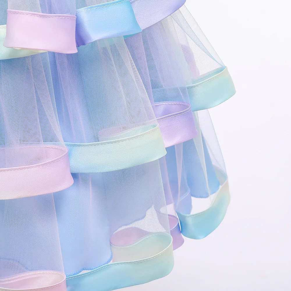 

Summer Flower Kids Colorful Dresses For Girls Children Costumes Cake Sequins Party Tutu Dress Lace Wedding Princess Dress