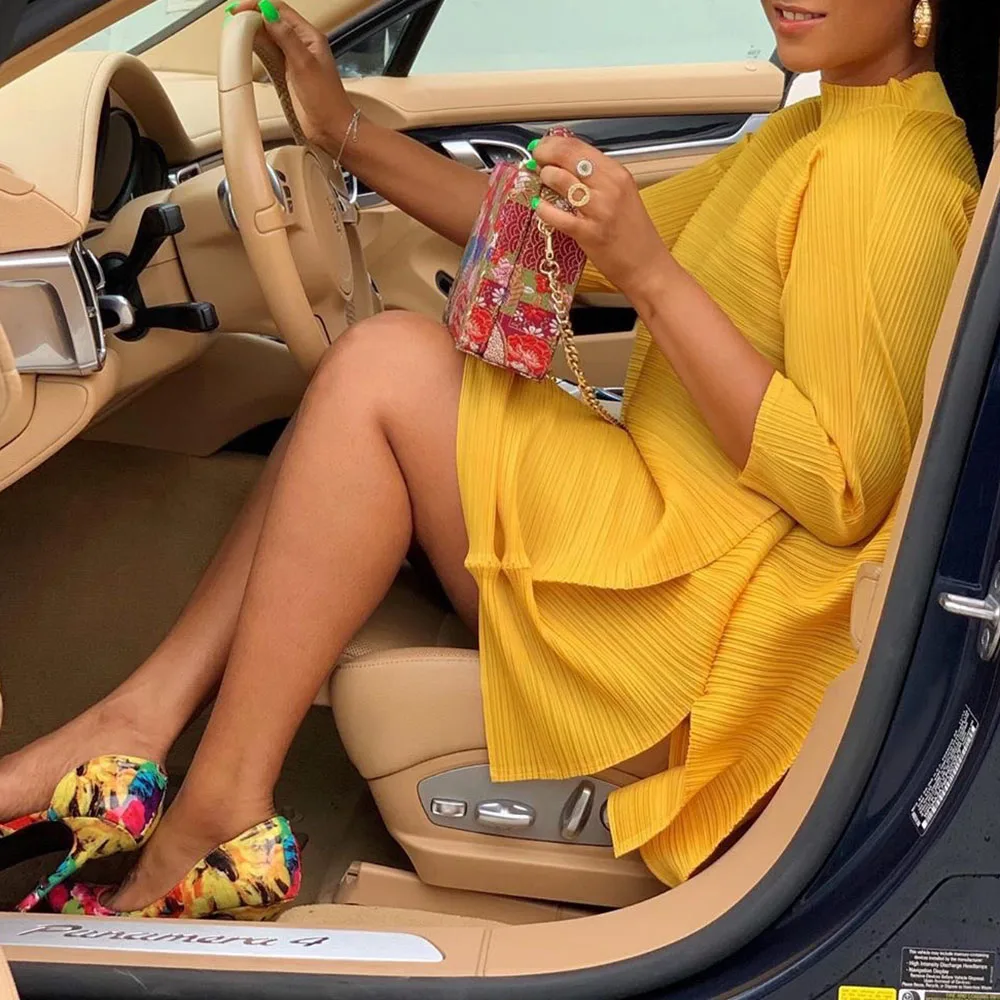 Модное Африканское женское мини платье большого размера летние Желтые