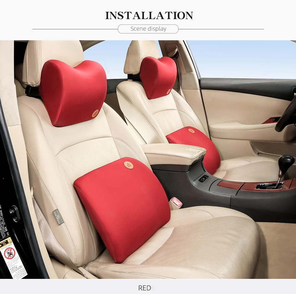 Car Pillow Memory Cotton Foam Headrest Neck Warm Winter Car Seat Support Lower Back Cushion Lumbar Support Rest Auto Accessories