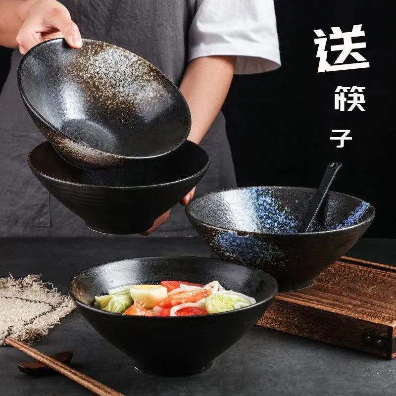 

Japanese Ramen Bowl Large Noodle Bowl Creative Hat Bowl Trumpet Bowl Noodle Bowl Eating Instant Noodle Bowl Ceramic Tableware So