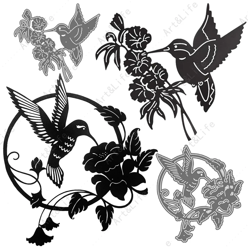 

Hot New Metal Cutting Dies Flying Birds And Flowers Stencils for Making Scrapbooking Album Paper Card Decorate Embossing Cut Die