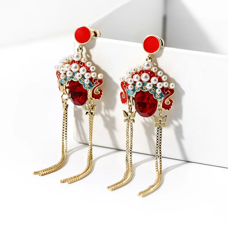 Ретро Пекинская оперная маска модные висячие серьги новый дизайн китайский