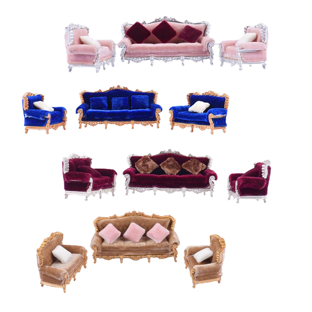 

1:25 Simulation European Style Sofa Pillow Model Set Furniture Sand Table Scene Decoration Accessory