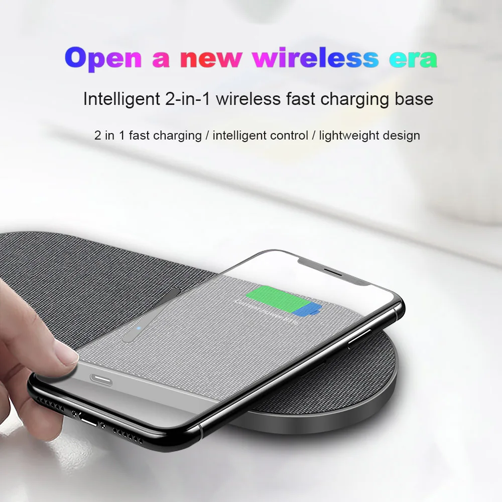 2 in 1 30w dual seat qi wireless charger for samsung s21 s20 double fast charging pad for iphone 13 12 11 xs xr x 8 airpods pro free global shipping
