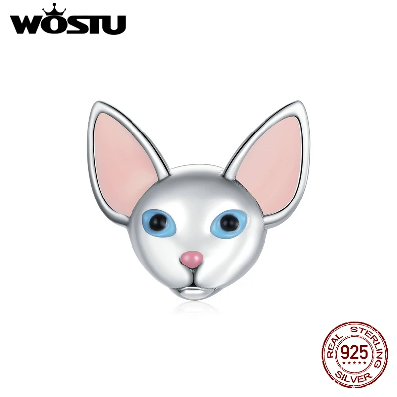 

Шарм WOSTU из серебра 925 пробы с подвеской в виде сиамского кота, оригинальный браслет, ожерелье, самодельные Украшения CTC426
