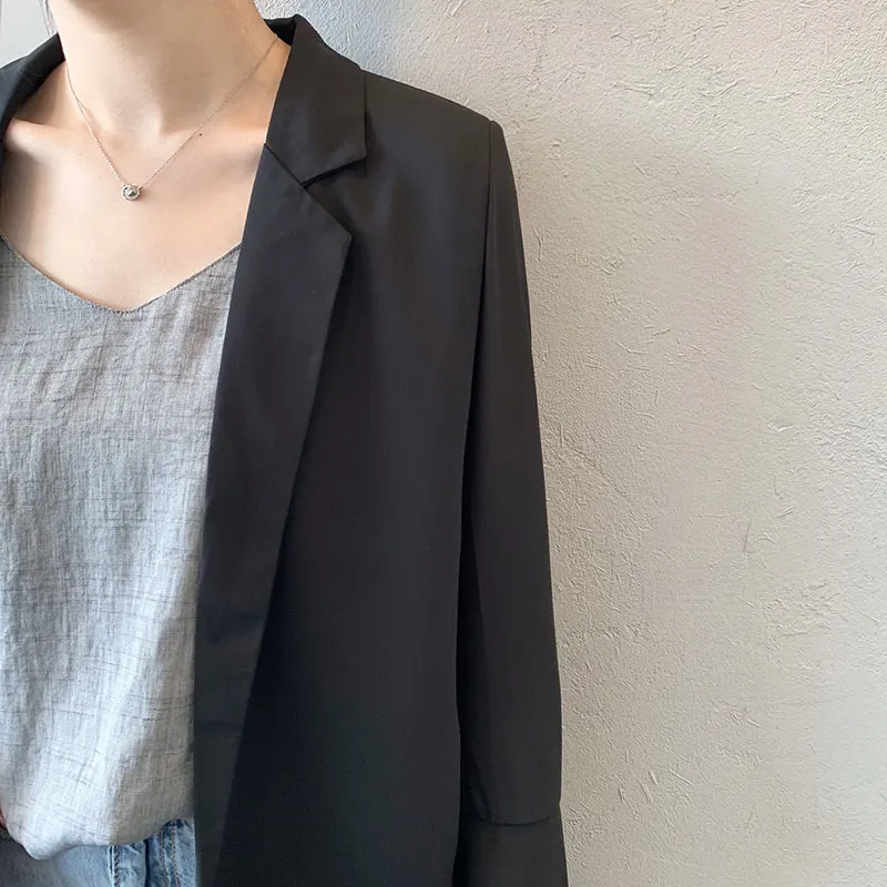 

Summer Female Thin Casual Loose Woman Chiffon Coats Office Lady Turn-down Collar Sun-Protective Open Stitch Suit Jackets Coat