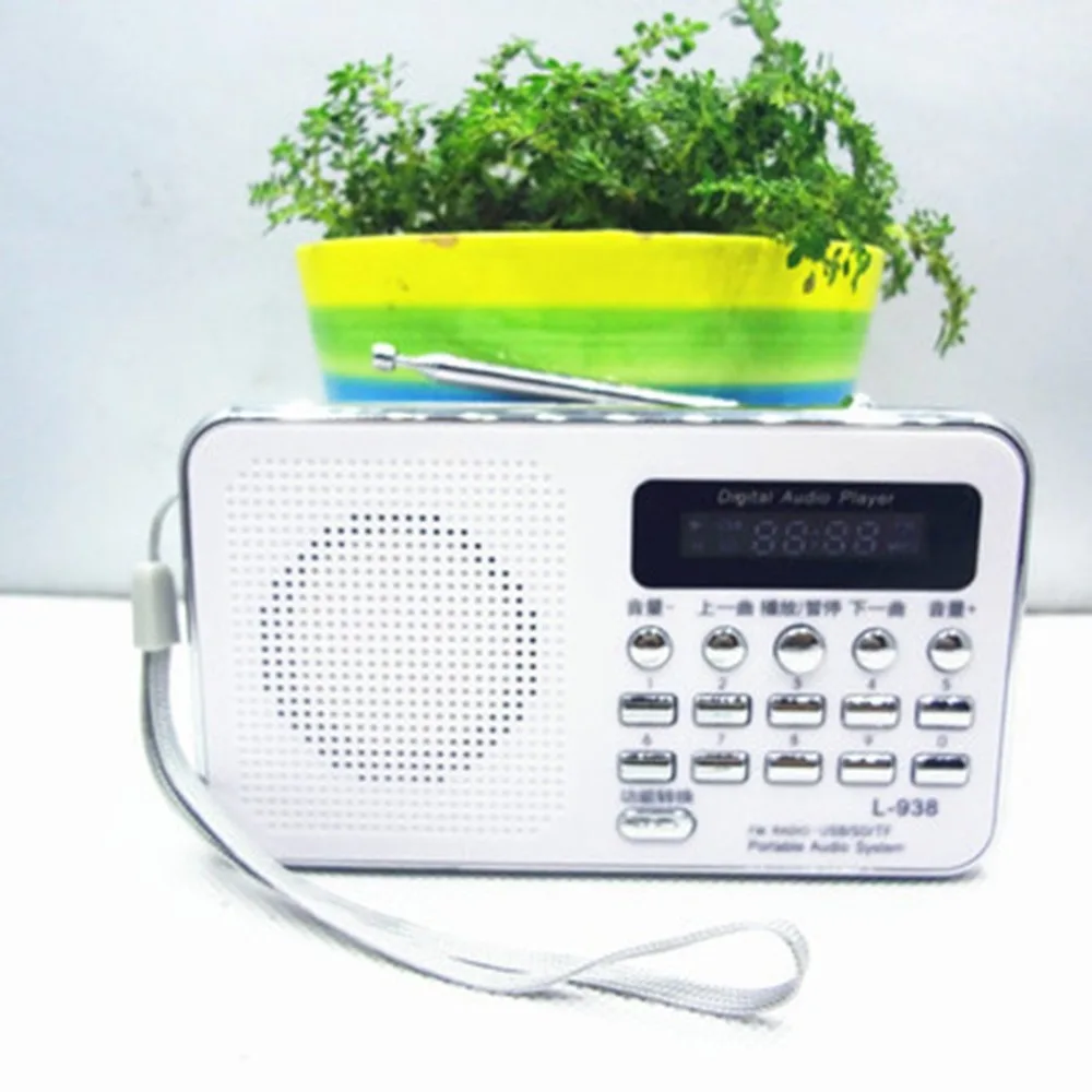 T 205 Portable Radio FM Support SD/TF Card Mini FM Radio Receiver Digital with USB LED Light Music Player for Phone MP3