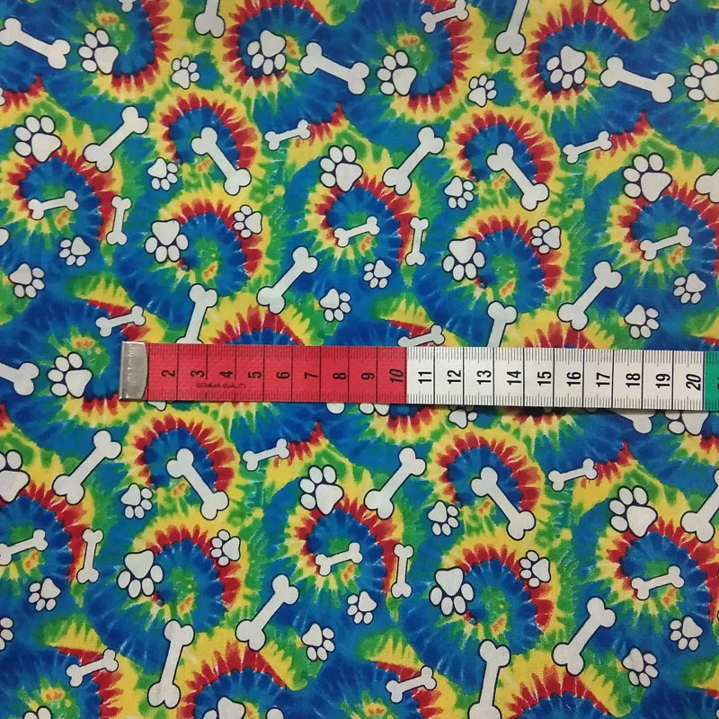 50x100 см разноцветная хлопковая ткань с принтом в виде следов животных