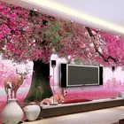 3D деревенское розовое Вишневое дерево, фотообои для гостиной, дивана, телевизора, спальни, обои