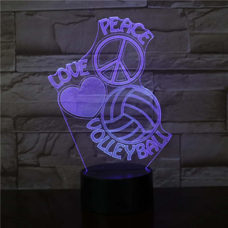 3D светодиодный ночник с изменением цвета 7 цветов Usb Декор градиенты волейбол