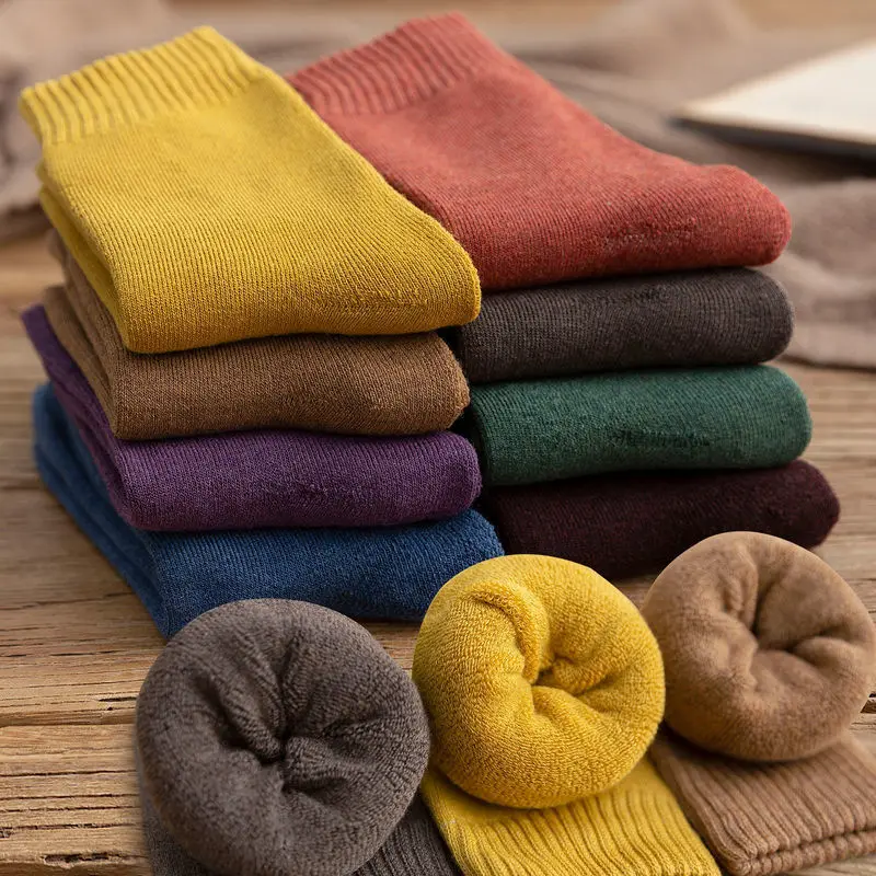 

1 Pair of Socks Women and Man Winter Thickened Warm Terry Socks Ladies Tube Socks Mid-length Floor Socks Towel Socks