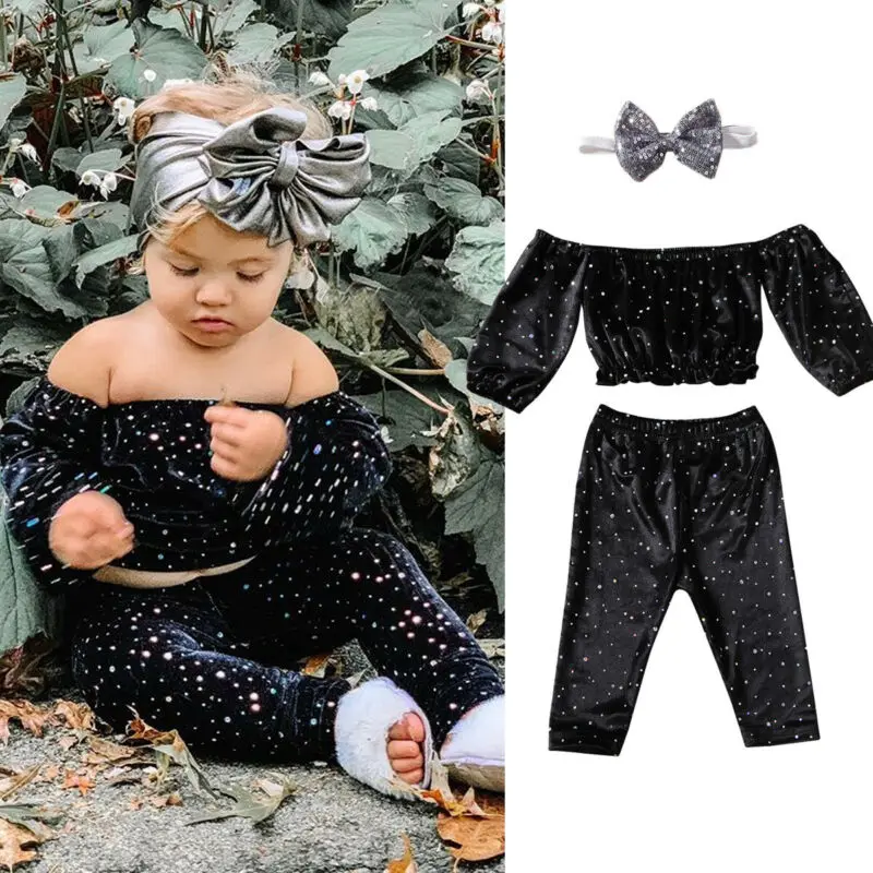 Комплект одежды из 3 предметов с блестками для маленьких девочек рубашка