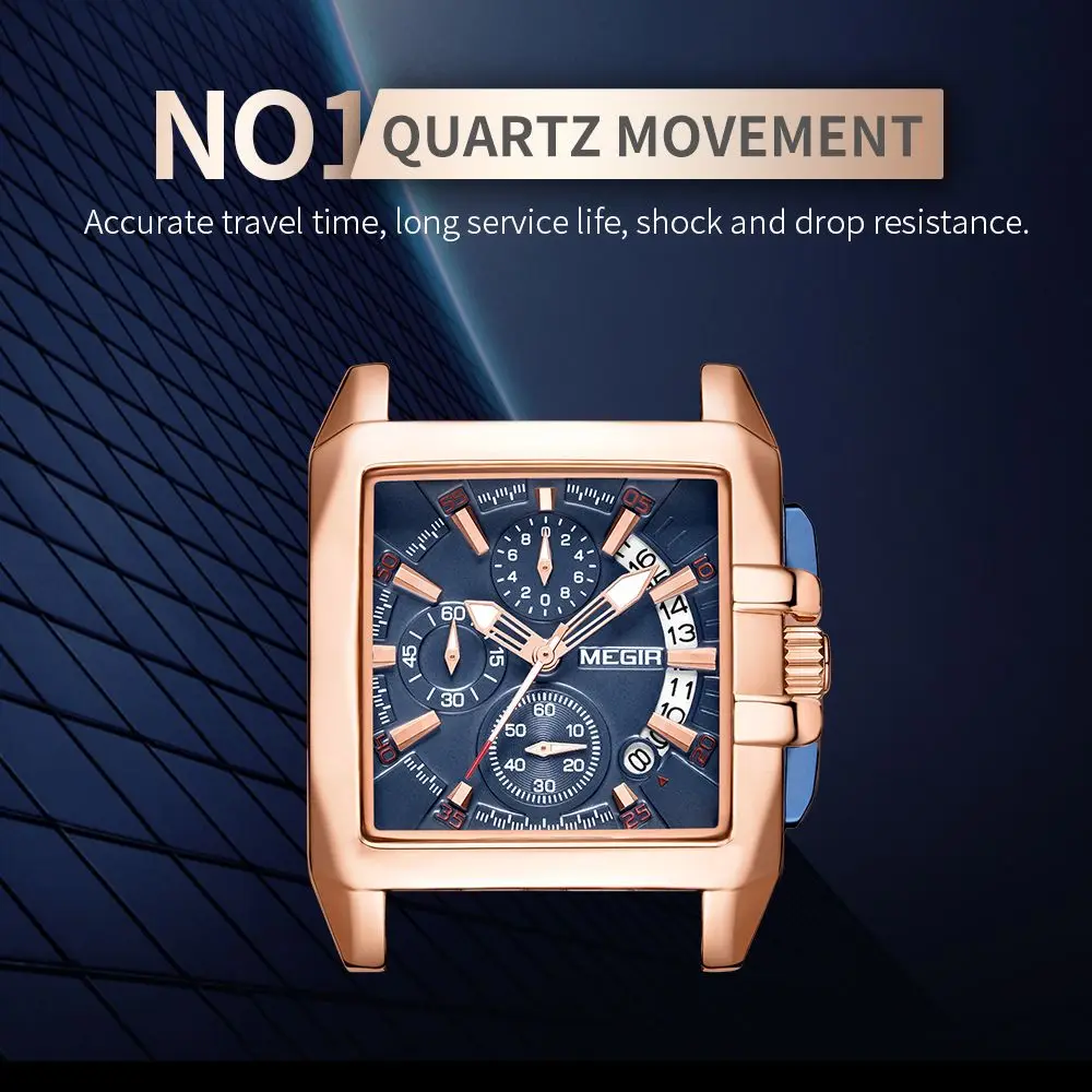 Часы Megir Мужские кварцевые с хронографом роскошные деловые водонепроницаемые
