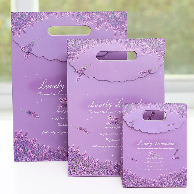 10 шт./лот лавандовый клей Фиолетовый Подарочный пакет бумажный для хранения