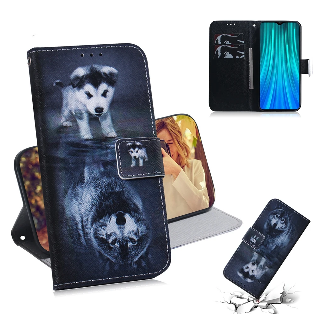 Кожаный чехол Xiaomi Redmi Note 8 Pro, чехол для Etui Redmi Note 8, флип-чехол, Роскошный кошелек с животными, чехол на магните для телефона, Fundas