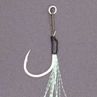 castfun 10pcs 12 14 16 18 metal jig hook high carbon steel assist hooks with feather line fishing hook slow jig hook