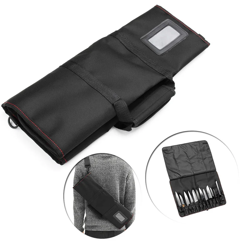 

Chef Knife Bag Roll Bag 12 Pocket Black Kitchen Cooking Accessories Pack Fit for Longer Knife Carry Case Portable Chef Roll Bag