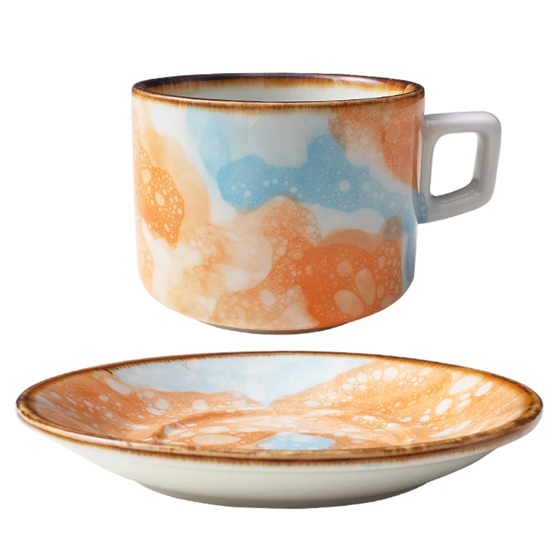 Набор многоразовых керамических мраморных кофейных чашек креативные фарфоровые
