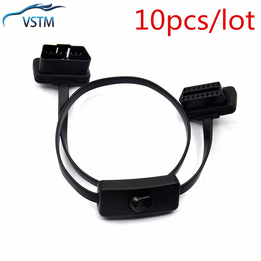 10 шт./лот OBD2 Y сплиттер с переключатель 2 в 1 кабель удлинитель для ультра тонкий