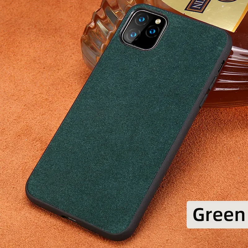 Зеленый Чехол для телефона из натуральной коровьей замши для Apple iphone 11 11Pro 11 Pro Max X XR XS max 6 6S 7 8 plus 360 полный защитный чехол - Цвет: Зеленый
