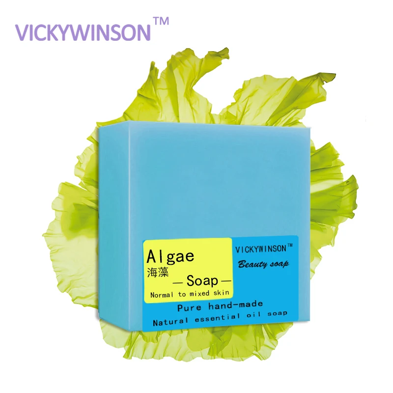 

VICKYWINSON Мыло 100 г натуральное AlgaeHandmade мыло эфирное масло мыло антиоксидант Глубокая очистка разложение адипозиционной ткани глубокая