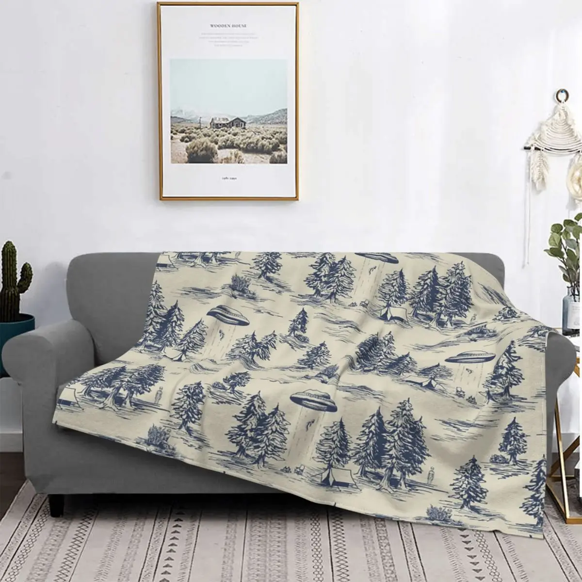 

Manta azul con patrón De Toile De Jouy, colcha a cuadros, edredones para cama, cubierta De playa, textil De lujo para el hogar