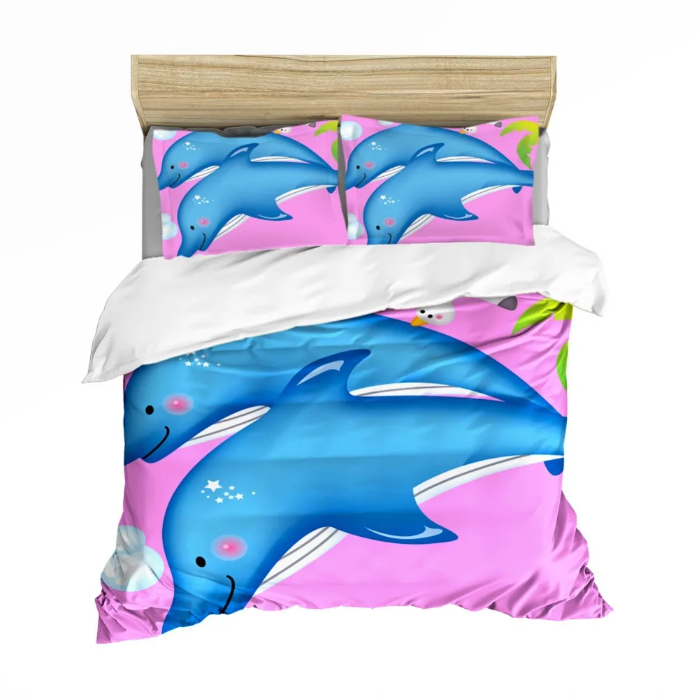 Детский комплект для спальни с украшением 100% микрофибра розовый синий цвет