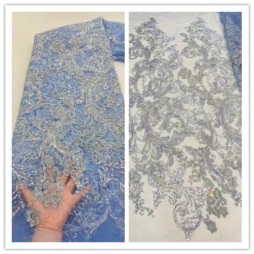 

Последняя ZH-288886 тяжелый шарик High-End Тюль блестящие кружева ткань роскошное вечернее платье французская кружевная ткань