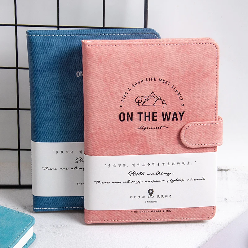 

Walking Notepad 32K Leather Magnetic Buckle Notebook Color Inner Page Notepad Thickened Double Gummed Paper Manual Account Book