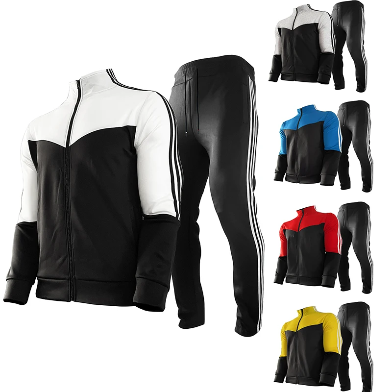 

Autumn 2021 New Winter Casual Solid Sets Stripe Tracksuits Sportswear Sweatshirt Pants Jogging Clothes Sports Suit Tracksuit Men