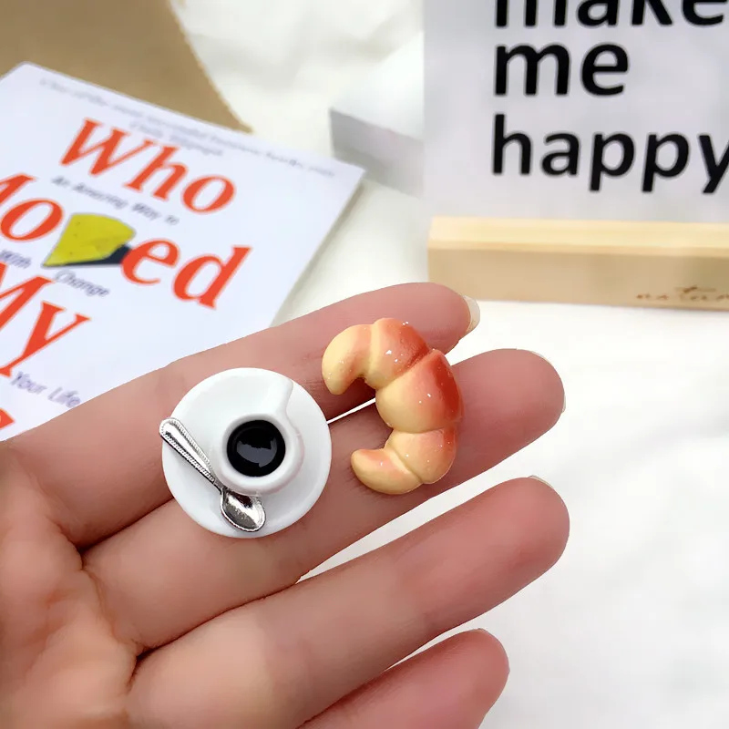 Женские серьги-капельки с чаем кофе пончиками хлебом для выпускного вечера