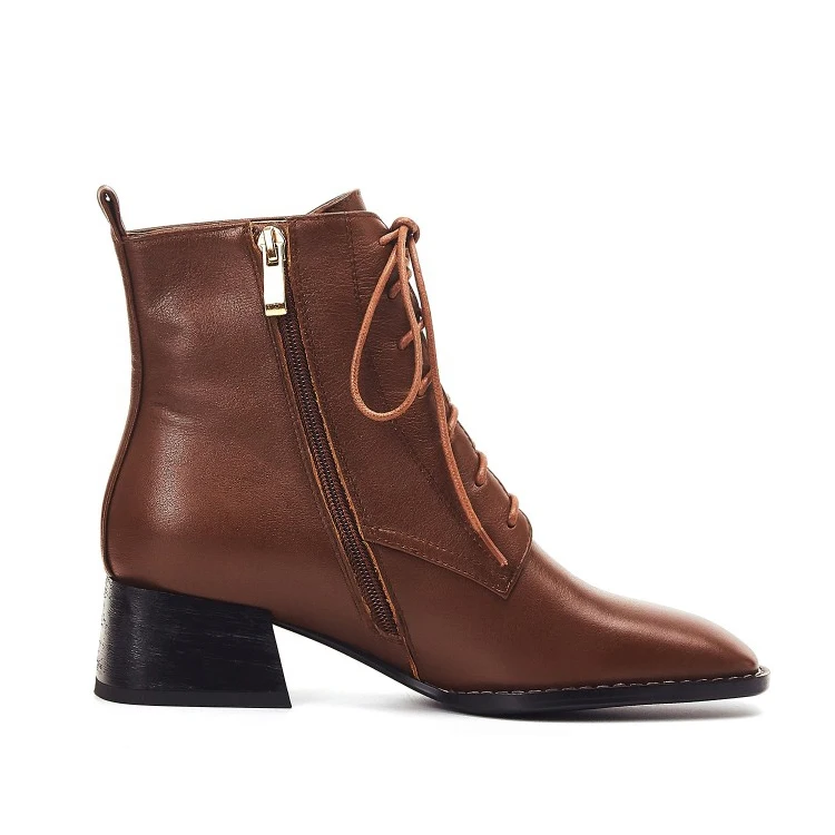 Женские ботильоны из коровьей кожи MLJUESE коричневые вечерние ботинки на шнуровке