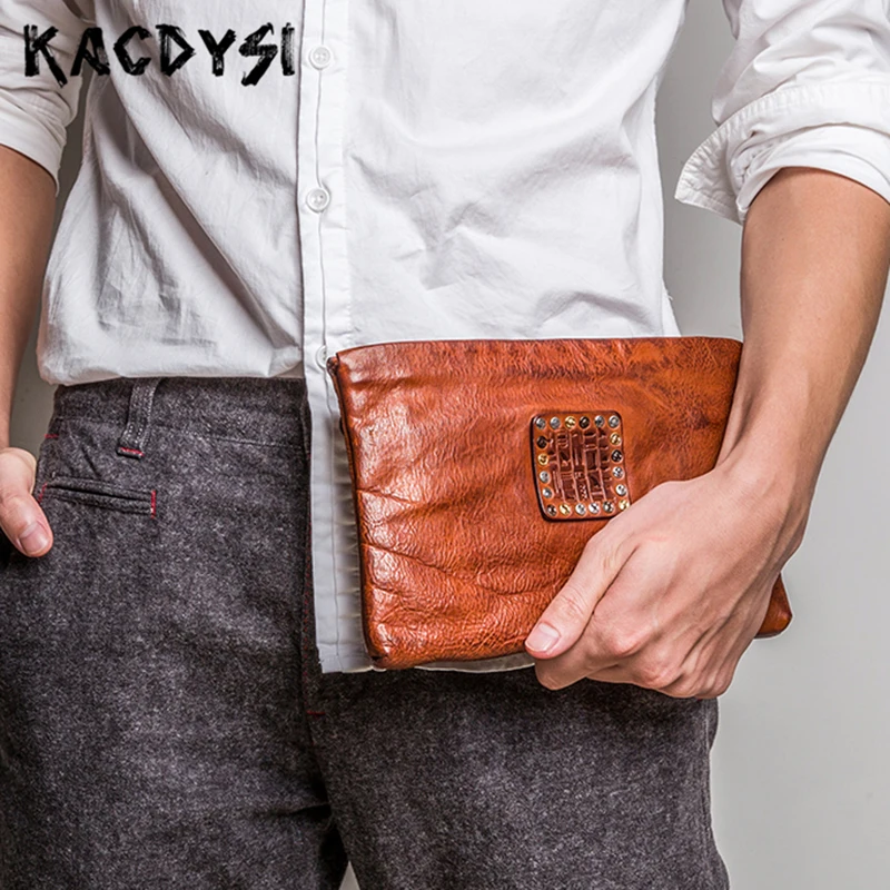 Мужской дизайнерский клатч из натуральной кожи классический винтажный кошелек