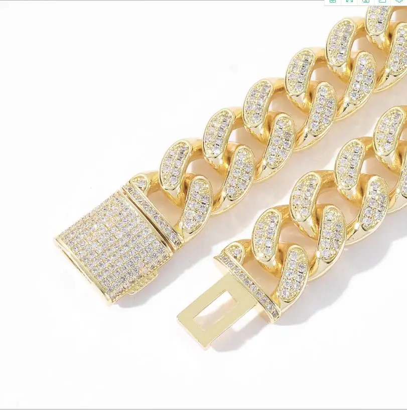 Кубинская цепочка в стиле хип-хоп мужское ожерелье с цепочкой 15 мм полностью из