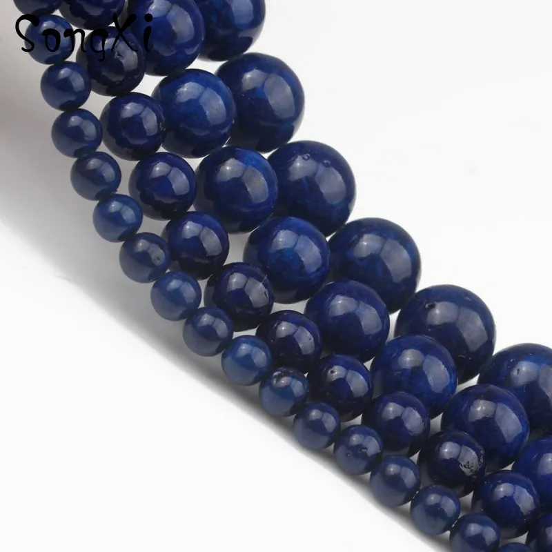 

Natural Stone Dark Blue Fossils Beads 4 6 8 10 MM Loose Round Beads For Jewelry Making Diy Bracelet Necklace Wholesale 15 Inch