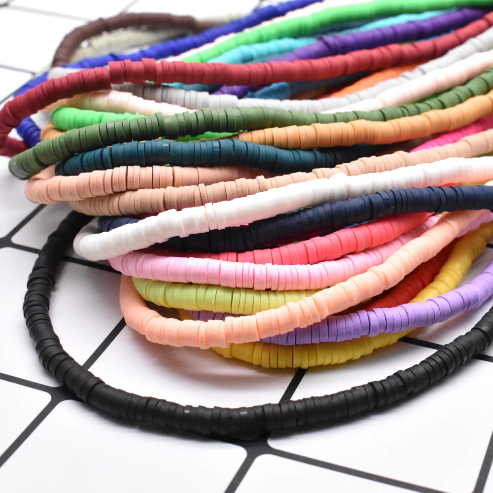 Бусины из полимерной глины ручной работы плоские круглые бусины с отверстием